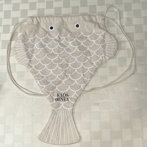 Beige Fish-Shaped Drawstring Backpack